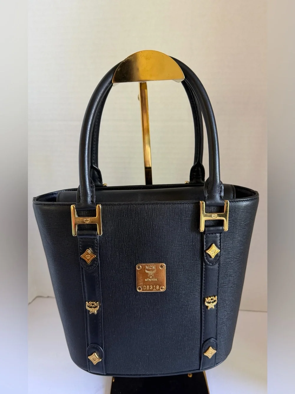 MCM Black Bucket Leather